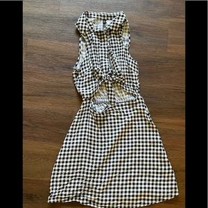 Plaid button up cut out dress size small